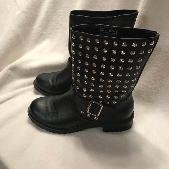 black booties with silver studs
